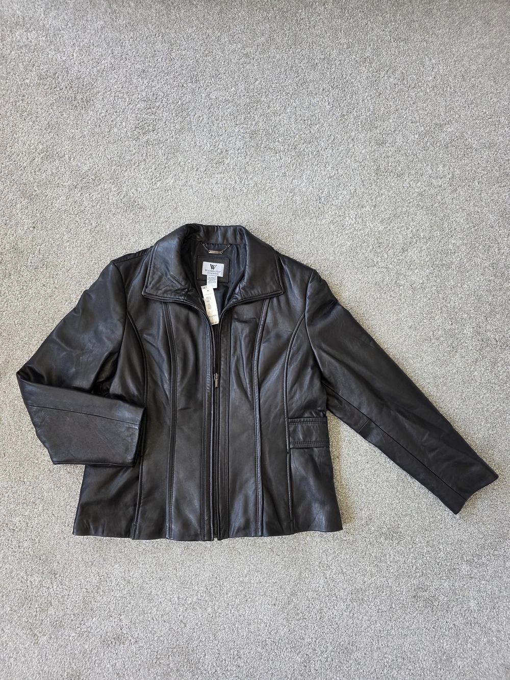 NWT Worthington Womens Leather Black Zip-Front Jacket
